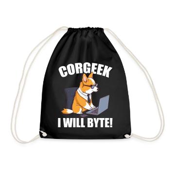 Corgi avec des lunettes I Will Byte ordinateur geek Corgeek - Sac de sport léger - noir - Devant