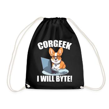 Corgi avec des lunettes I Will Byte ordinateur geek Corgeek - Sac de sport léger - noir - Devant
