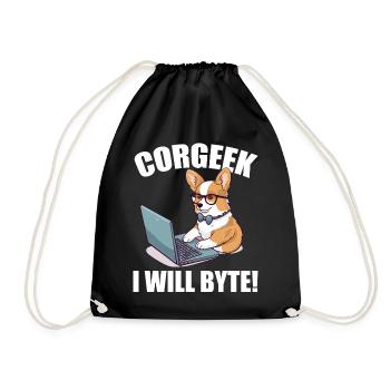 Corgi avec des lunettes I Will Byte ordinateur geek Corgeek - Sac de sport léger - noir - Devant