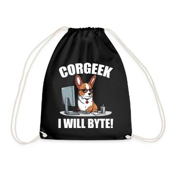 Corgi avec des lunettes I Will Byte ordinateur geek Corgeek - Sac de sport léger - noir - Devant
