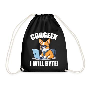 Corgi avec des lunettes I Will Byte ordinateur geek Corgeek - Sac de sport léger - noir - Devant