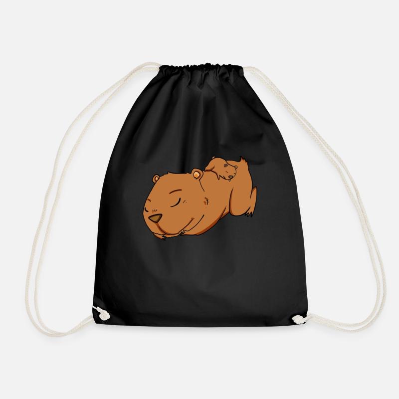Familie - Capybara mit Baby Capybara - Turnbeutel - Schwarz