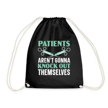Patients will not self-numb - Drawstring Bag - black - Front
