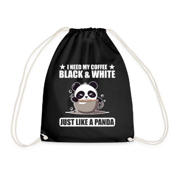 I Need My Coffee Black and White Just Like a Panda - Drawstring Bag - black - Front