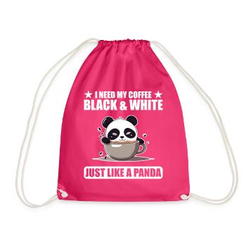 I Need My Coffee Black and White Just Like a Panda - Drawstring Bag - fuchsia - Front