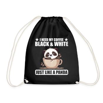 I Need My Coffee Black and White Just Like a Panda - Drawstring Bag - black - Front