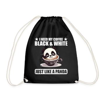 I Need My Coffee Black and White Just Like a Panda - Drawstring Bag - black - Front