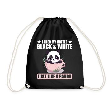 I Need My Coffee Black and White Just Like a Panda - Drawstring Bag - black - Front