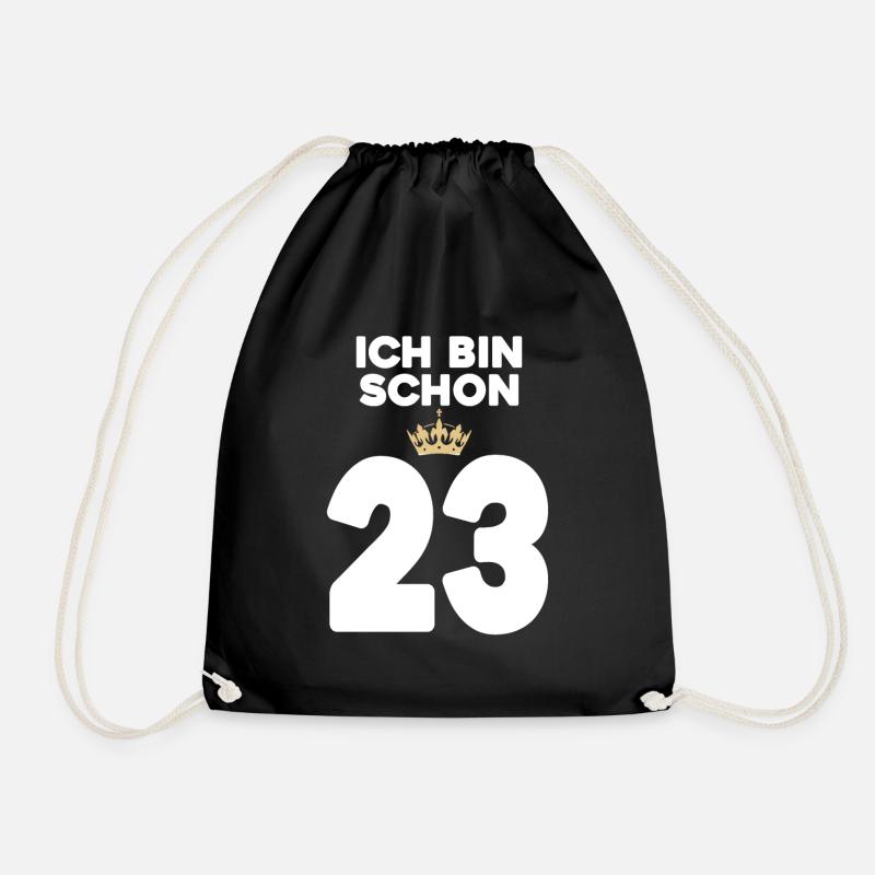 23. Geburtstag Geschenk - 23 Jahre mit Krone - Turnbeutel - Schwarz