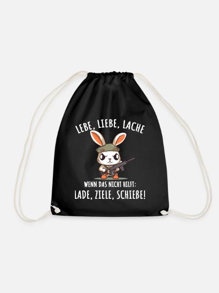 Lebe Liebe Lache Wenn das nicht hilft lade ziele - Turnbeutel - Schwarz