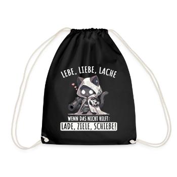 Lebe Liebe Lache Wenn das nicht hilft lade ziele - Turnbeutel - Schwarz - Vorne