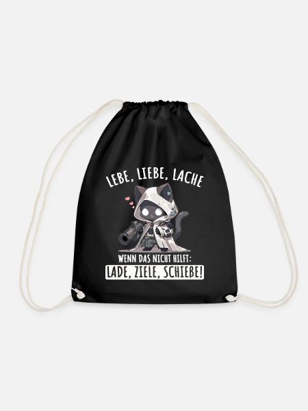 Lebe Liebe Lache Wenn das nicht hilft lade ziele - Turnbeutel - Schwarz