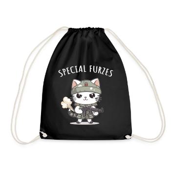 Special Fart Cat General Military Uniform - Drawstring Bag - black - Front