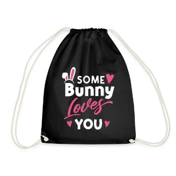Some Bunny Loves You Romance Love Couple - Drawstring Bag - black - Front