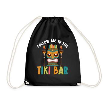 Follow me to the tiki bar, luau party, tiki bar - Drawstring Bag - black - Front