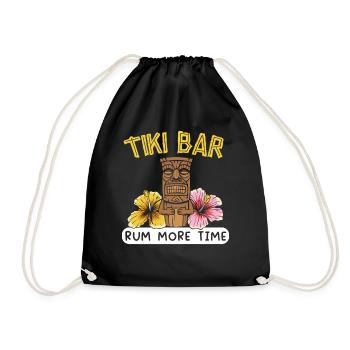 Tiki Bar Rum More Time Luau Party Tiki Bar - Drawstring Bag - black - Front