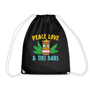 Peace Love & Tiki Bars Luau Party Tiki Bar - Drawstring Bag - black - Front