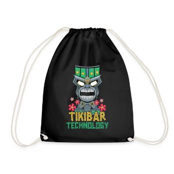 Tiki Bar Technique Hawaiian Luau Party Tiki Bar - Drawstring Bag - black - Front