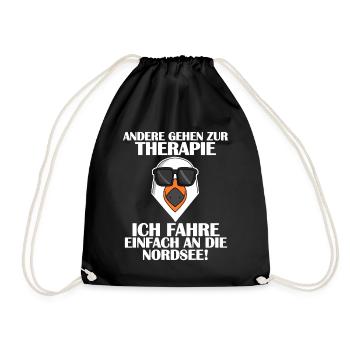 Nordsee Plattdeutsch Spruch - Turnbeutel - Schwarz - Vorne