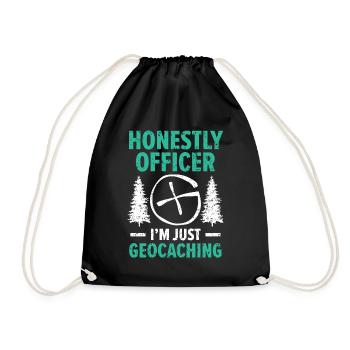 Ehrlich Officer ich bin nur Geocaching Geocache - Turnbeutel - Schwarz - Vorne