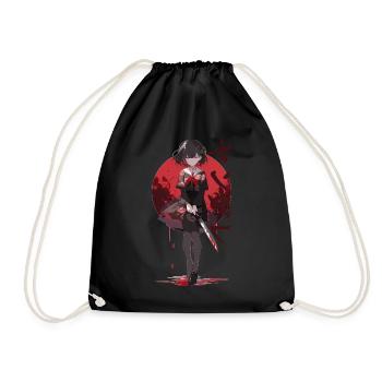 Gesugao Yandere Manga Anime Girl Character - Drawstring Bag - black - Front