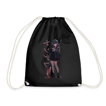 Gesugao Yandere Manga Anime Girl Character - Drawstring Bag - black - Front