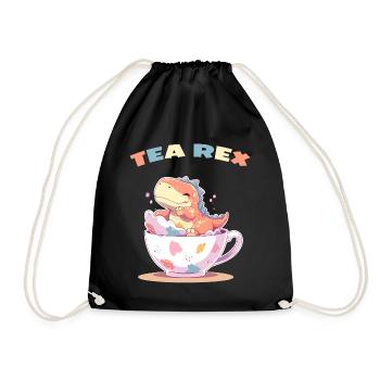 Tea Rex Süßer Dino in Teetasse - Turnbeutel - Schwarz - Vorne