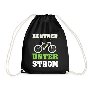 Rentner unter Strom / Fahrrad, E-Bike, Ruhestand - Turnbeutel - Schwarz - Vorne