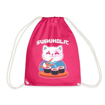 Katze isst Sushi Sushi-Liebhaber - Turnbeutel - Fuchsia - Vorne