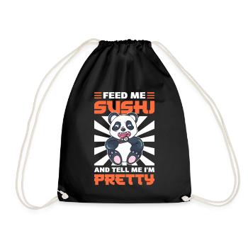 Panda eats sushi Zookeeper - Drawstring Bag - black - Front