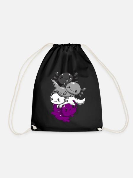Subtile Asexuelle Kawaii Axolotl Stolz Flagge - Turnbeutel - Schwarz