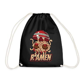 Flying Spaghetti Monster FSM Pastafarian - Drawstring Bag - black - Front