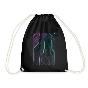 Cyber Vaporwave Aesthetics Futuristic - Drawstring Bag - black - Front