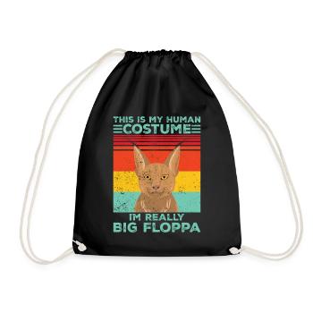 Great Floppa Caracal - Drawstring Bag - black - Front