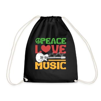 Peace Love Music Guitariste - Sac de sport léger - noir - Devant