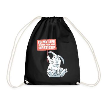 Rabbit and lipstick conservationists - Drawstring Bag - black - Front
