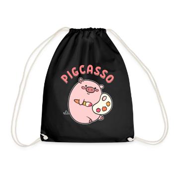 Artist's pig of visual artists - Drawstring Bag - black - Front