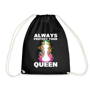 Always Protect Your Queen Chess Player - Drawstring Bag - black - Front