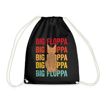 Big Floppa Karakal Katze Meme Retro - Turnbeutel - Schwarz - Vorne