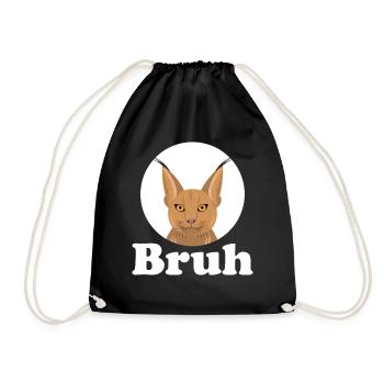 Big Floppa Caracal Cat Meme - Drawstring Bag - black - Front