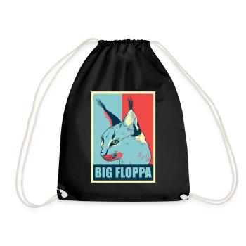 Big Floppa Karakal Katze Meme Retro - Turnbeutel - Schwarz - Vorne