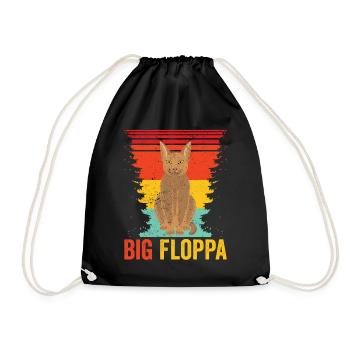 Big Floppa Karakal Katze Meme Retro - Turnbeutel - Schwarz - Vorne