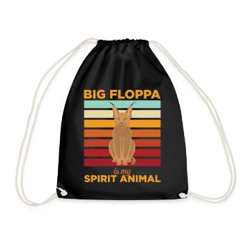 Big Floppa Caracal Cat Meme - Drawstring Bag - black - Front
