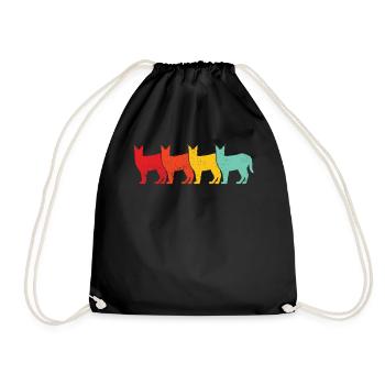 Big Floppa Caracal Cat Meme Retro - Drawstring Bag - black - Front