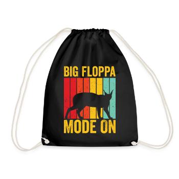 Big Floppa Karakal Katze Meme Retro - Turnbeutel - Schwarz - Vorne