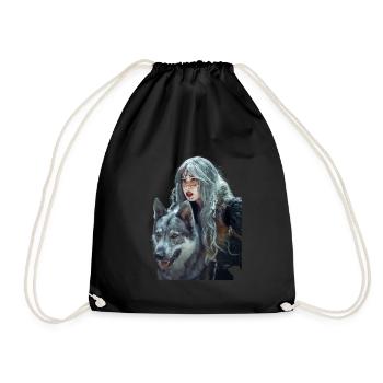 Strong Woman Wolf - Turnbeutel - Schwarz - Vorne
