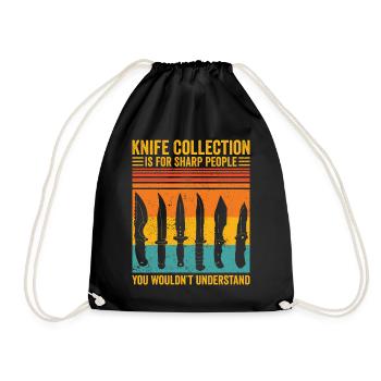 Funny knife collector - Drawstring Bag - black - Front