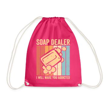 Funny soap making soap merchant - Drawstring Bag - fuchsia - Front