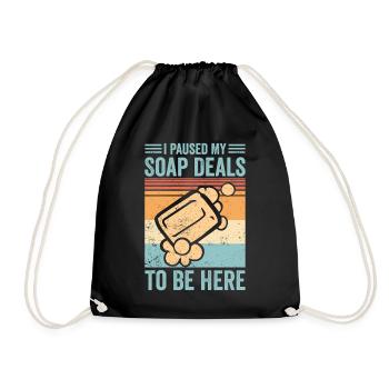 Funny soap making soap merchant - Drawstring Bag - black - Front