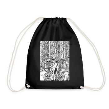 Auffälliger, cooler Look, Shirt für Mountainbiker - Turnbeutel - Schwarz - Vorne
